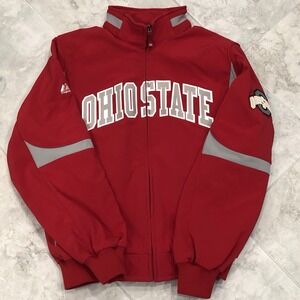 Ohio State Buckeyes Jacket Mens M Majestic Full Zip Red NCAA Football Sideline